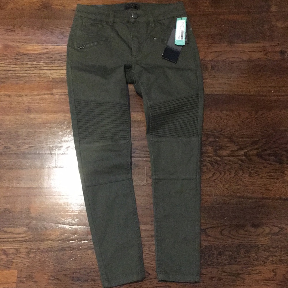 Tinsel olive moto detail skinny pants
